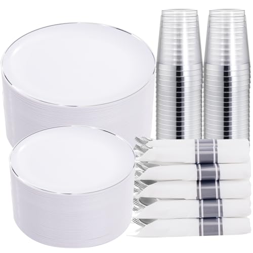 350 Piece Plastic Dinnerware Set for 50 Guests