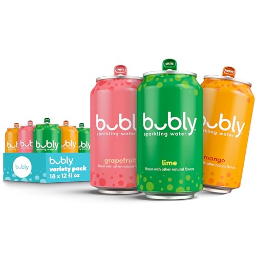 18 Pack Bubly Tropical Sparkling Water Variety Cans