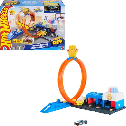 Hot Wheels Police Station Toy Car Track Set