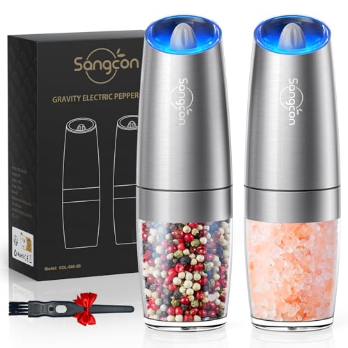 Electric Gravity Pepper and Salt Grinder Set Adjustable