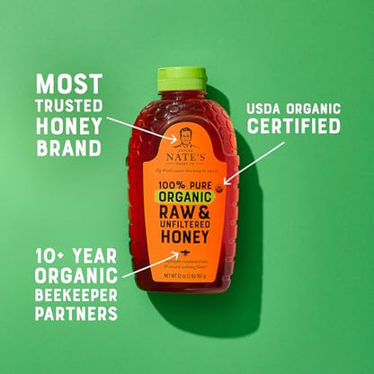 Nature Nate's Organic Raw Unfiltered Honey 16oz