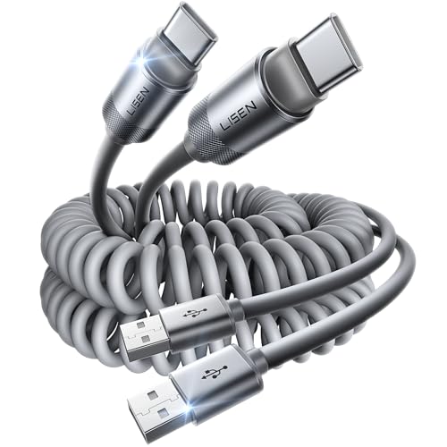 2 Pack CarPlay Android Auto USB C Coiled Cables
