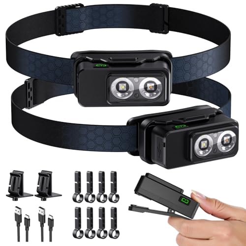 2 Pack Rechargeable LED Motion Sensor Headlamps