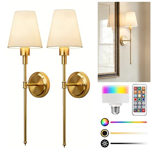2 Pack Rechargeable Dimmable Battery Wall Sconces