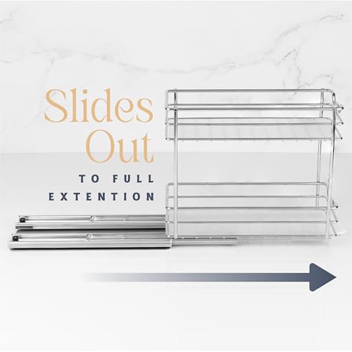 Spice Rack Organizer for Cabinet, Heavy Duty - Pull Out Spice Rack - Lifetime Limited Warranty - Spice Organization 4"Wx10-3/8"Dx8-7/8 H - Spice Racks for Inside Cabinets & Pantry Closet