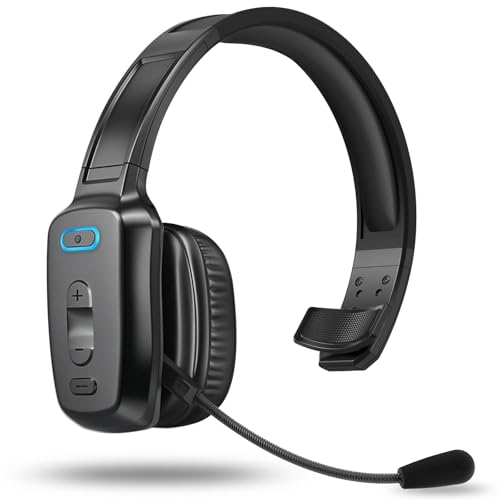 60hrs Bluetooth Trucker Headset Wireless with Mic Mute