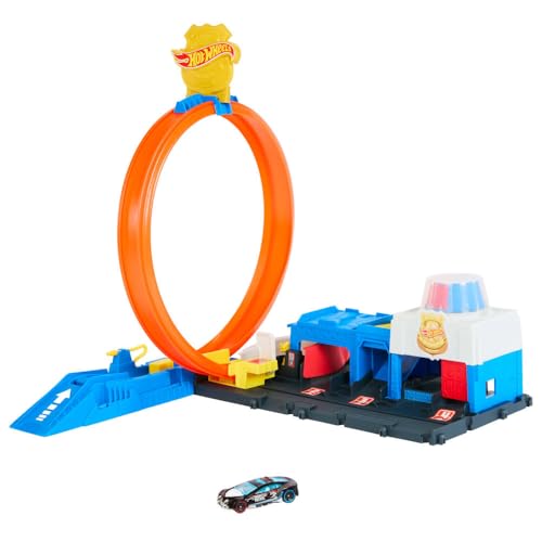 Hot Wheels Police Station Track Set with Die-Cast Car