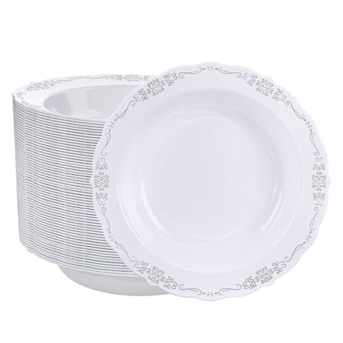 50 Pack Disposable 12oz Plastic Soup Bowls