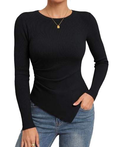 GRACE KARIN Ribbed Knit Long Sleeve Top