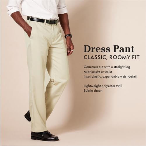 Amazon Essentials Men's Classic-Fit Expandable-Waist Flat-Front Dress Pant, Black, 31W x 29L