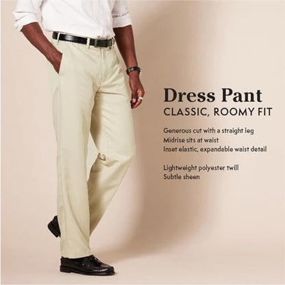 Amazon Essentials Men's Classic-Fit Expandable-Waist Flat-Front Dress Pant, Black, 31W x 29L