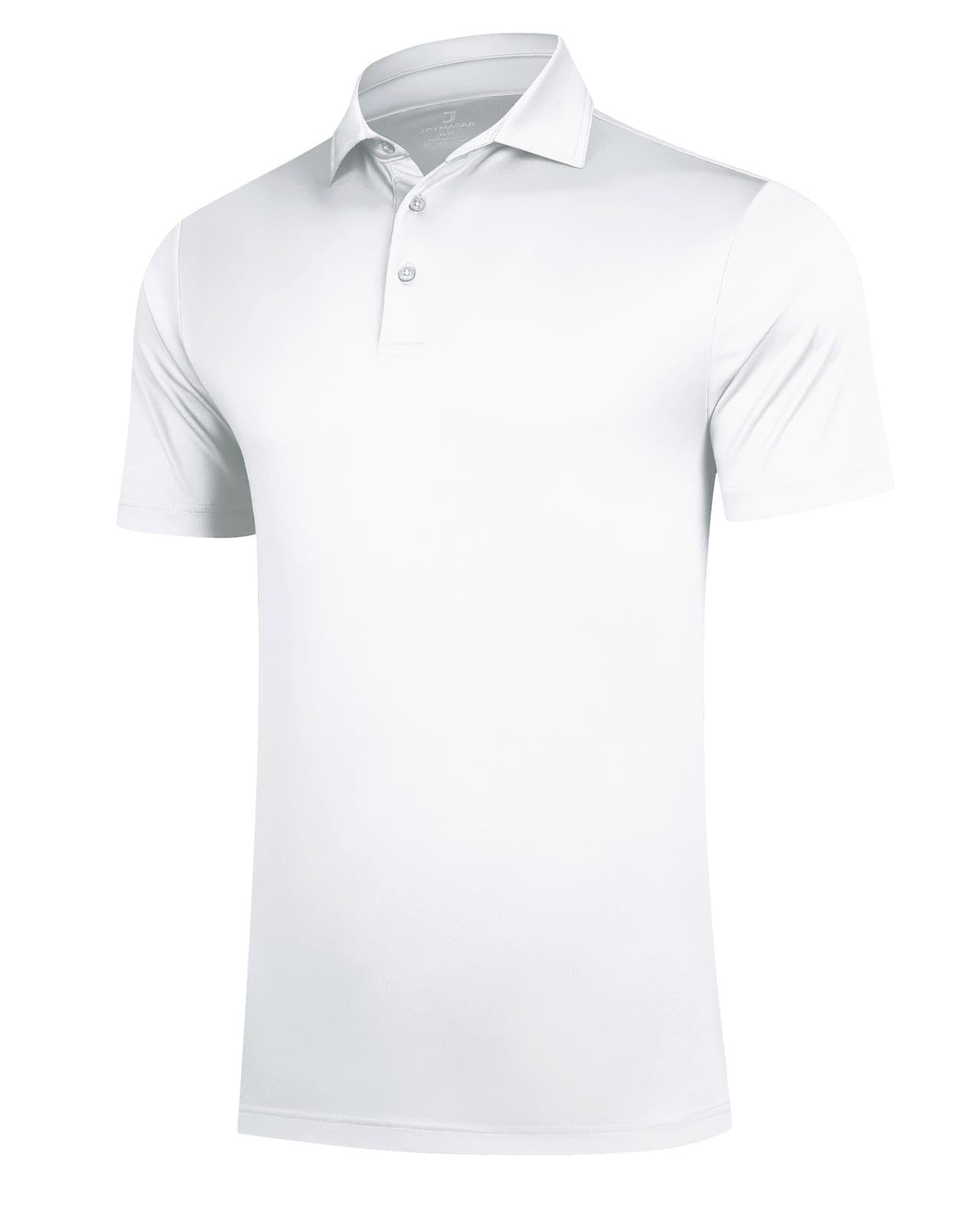 JOYMASAR Mens Summer Athletic Golf Polo Shirts - Short Sleeve Workout Casual Polos Quick Dry Tennis T-Shirt White
