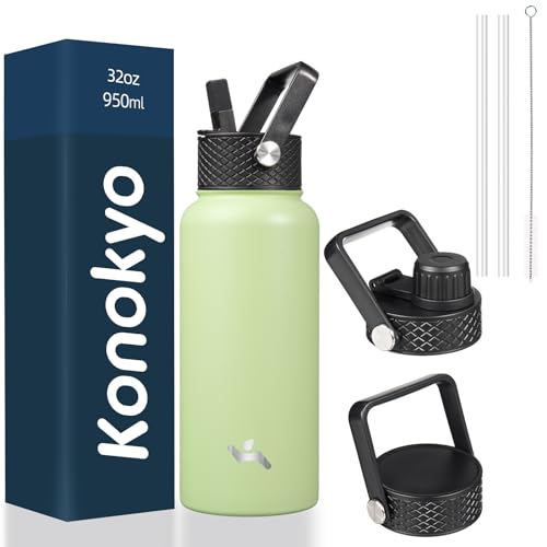 32 oz Insulated Stainless Steel Water Bottle with Straw