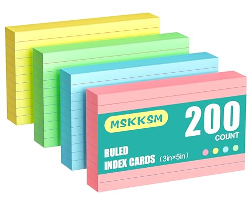 200 Pack Ruled Index Cards 3x5 Flashcards
