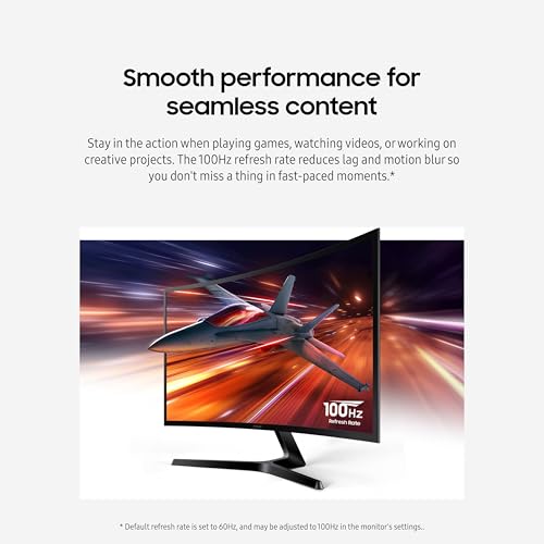 SAMSUNG 27" Essential S3 (S36GD) Series FHD 1800R Curved Computer Monitor, 100Hz, Game Mode, Advanced Eye Comfort, HDMI and D-sub Ports, LS27D366GANXZA, 2024