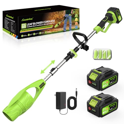 Snowpine Cordless Leaf Blower with Adjustable Pole and Dual Batteries