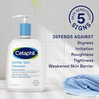 Cetaphil Face Wash, Hydrating Gentle Skin Cleanser for Dry to Normal Sensitive Skin, NEW 2 oz 12 Pack, Fragrance Free, Soap Free and Non-Foaming