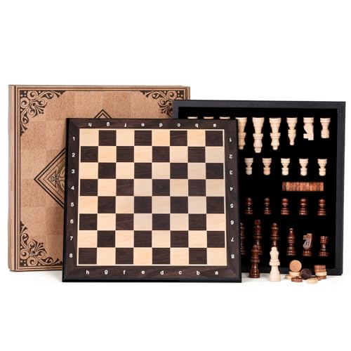 12-Inch Magnetic Wooden Chess Set with Storage