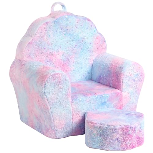 Kids Shell Sofa with Ottoman, Tie Dye Style