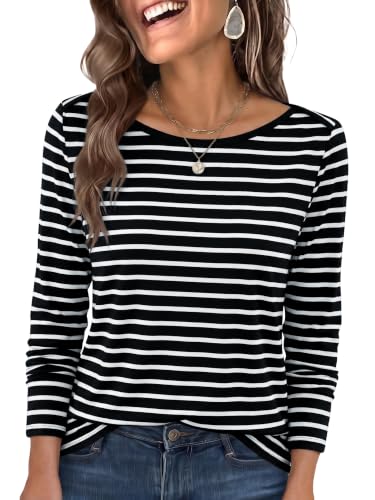 Boat Neck Long Sleeve Womens Top