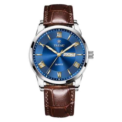 Men's Leather Watch Minimalist Waterproof Analog Quartz