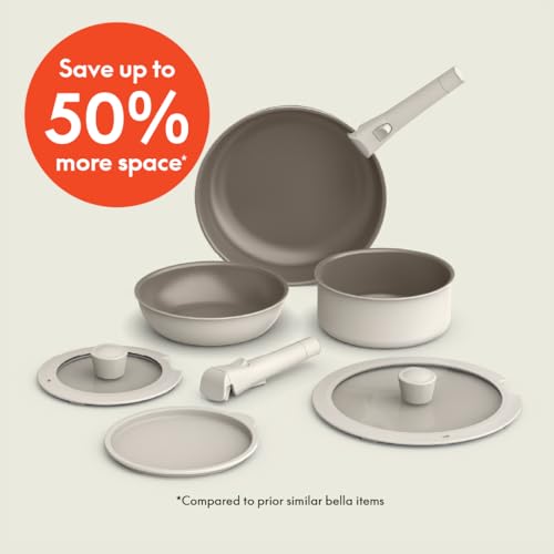 BELLA 8-Piece Nonstick Cookware Set with Glass Lids
