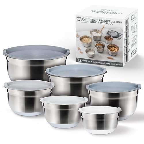 12 Piece COOK WITH COLOR Stainless Steel Mixing Bowls Set