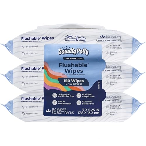 3 Pack Squatty Potty Flushable Plant-Based Wipes