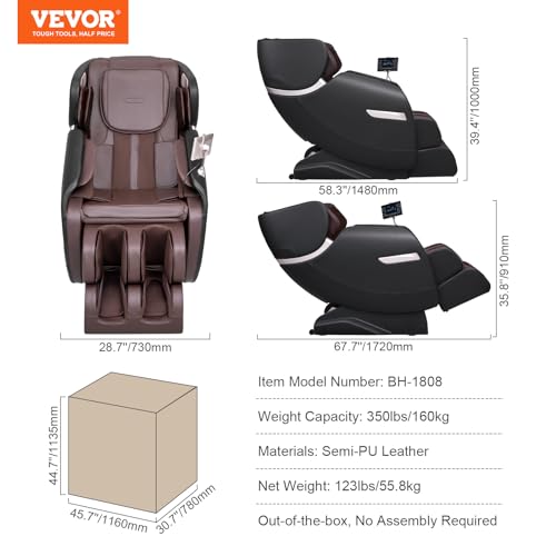VEVOR Zero Gravity Massage Chair, Full Body Massage Chair, 4D Shiatsu Massage Recliner Chair with Body Scan, Heating, Bluetooth Speaker, Airbags for Living Room, Home