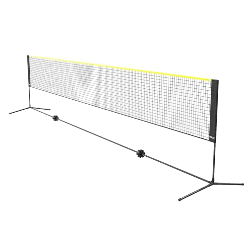 VEVOR Badminton Net, Height Adjustable Volleyball Net, 20ft Wide Foldable Pickleball Net, Portable Tennis Net Set with Poles, Stand, Bag, Rackets, Nylon Shuttlecocks, Kid Backyard Indoor Outdoor Use