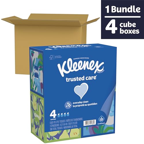 4 Boxes Kleenex Trusted Care Facial Tissues