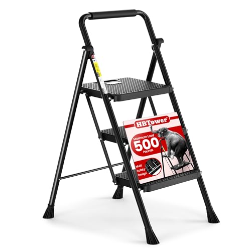 Folding Step Ladder with Wide Anti-Slip Pedal