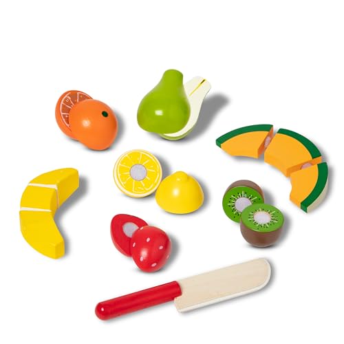 Melissa & Doug Cutting Fruit Set - Wooden Play Food Kitchen Accessory, Multi - Pretend Play Accessories, Wooden Cutting Fruit Toys For Toddlers And Kids Ages 3+