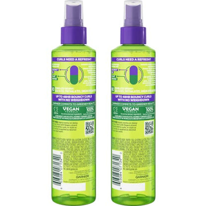 Garnier Fructis Curl Refresher Reviving Water Spray, Sulfate Free, 8.5 Fl Oz, 2 Count (Packaging May Vary)