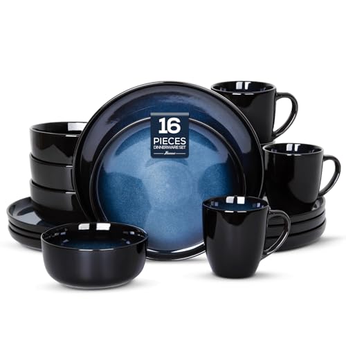 16 Piece Stoneware Dinnerware Set with Mugs