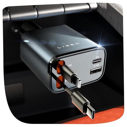 69W Retractable USB C Car Charger Fast Charging