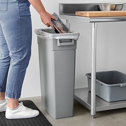 Amazon Basics - Rectangular Commercial Slim Trash Can, 23 gallons (Pack of 1), Grey(Previously AmazonCommercial brand)