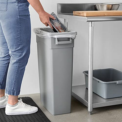 Amazon Basics - Rectangular Commercial Slim Trash Can, 23 gallons (Pack of 1), Grey(Previously AmazonCommercial brand)