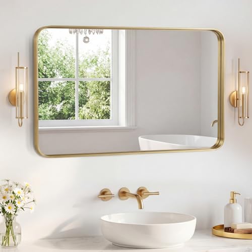 32x48 Inch Tempered Glass Framed Bathroom Mirror
