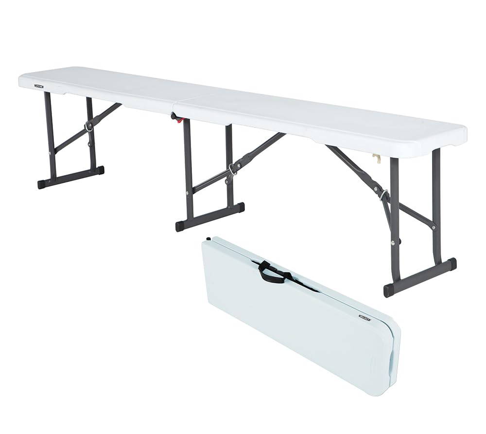 Lifetime Portable Folding Bench - White Outdoor Seating