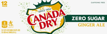 12 Pack Canada Dry Zero Sugar Ginger Ale