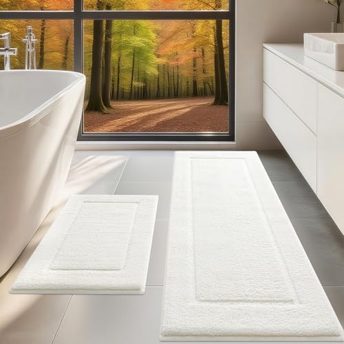 2 Piece Plush Non Slip Bathroom Rug Set