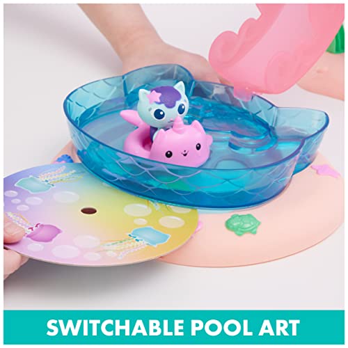 Gabby’s Dollhouse, Purr-ific Pool Playset with Gabby and MerCat Figures, Color-Changing Mermaid Tails and Pool Accessories Kids Toys for Ages 3 and Up