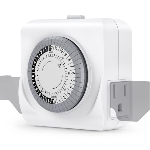 Indoor Mechanical Outlet Timer with 3-Prong and 2 Outlets
