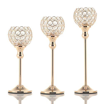 3-Piece Crystal Candle Holders for Home Decor
