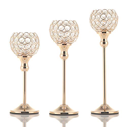 3-Piece Crystal Candle Holders for Home Decor