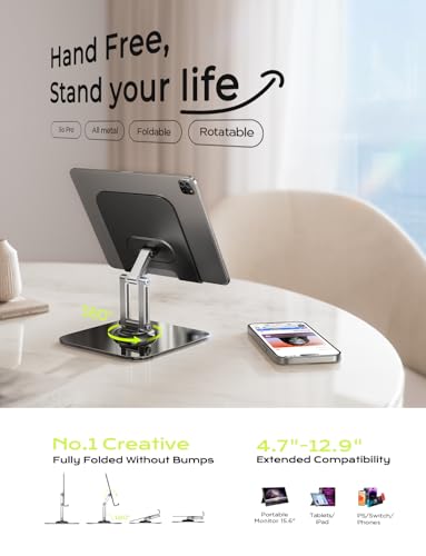 LISEN Tablet Stand for Desk for iPad Stand Holder Adjustable, Portable Monitor Stand Tablet Holder Travel Home Office 2024 iPad Pro Essentials for Table Mount/Monitor/PS/Switch iPhone 15.6"-4.7"