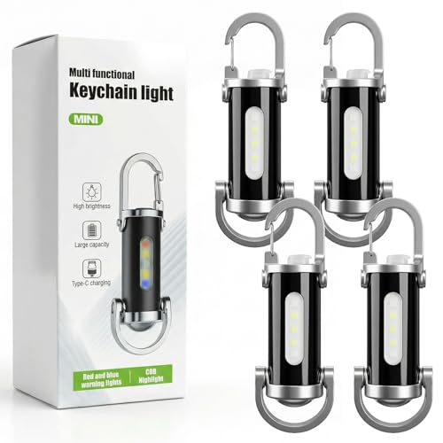 4 Pack Rechargeable 1200 Lumen Keychain Flashlights