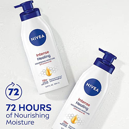 NIVEA Intense Healing Body Lotion, 72 Hour Moisture for Dry to Very Dry Skin, Body Lotion for Dry Skin, 16.9 Fl Oz Pump Bottle - Pack of 2