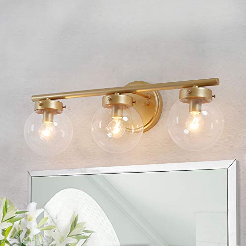 KSANA Clear Glass Globe Bathroom Vanity Light Fixture